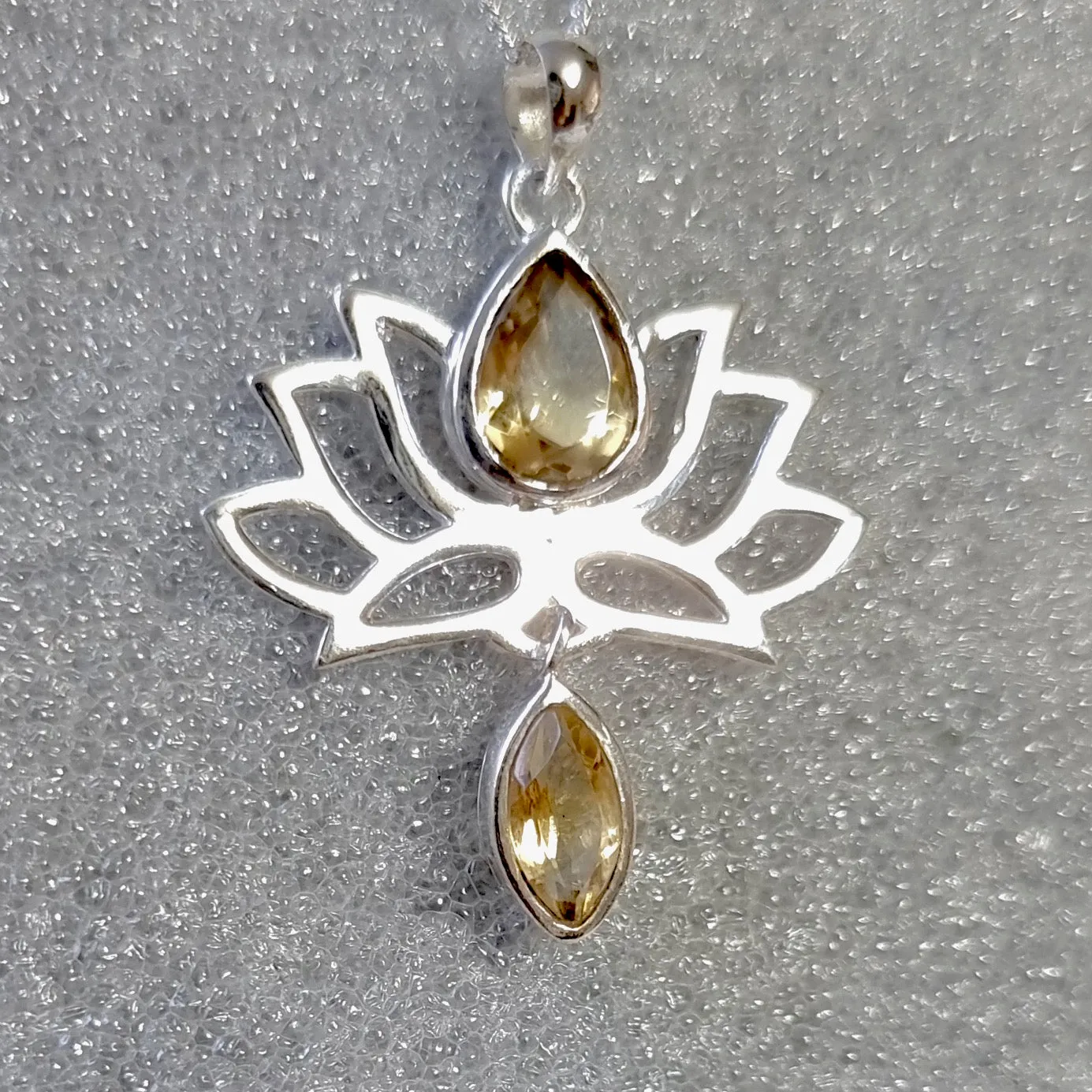 Citrine 925 Sterling Silver Lotus Flower Earrings, E64CIT