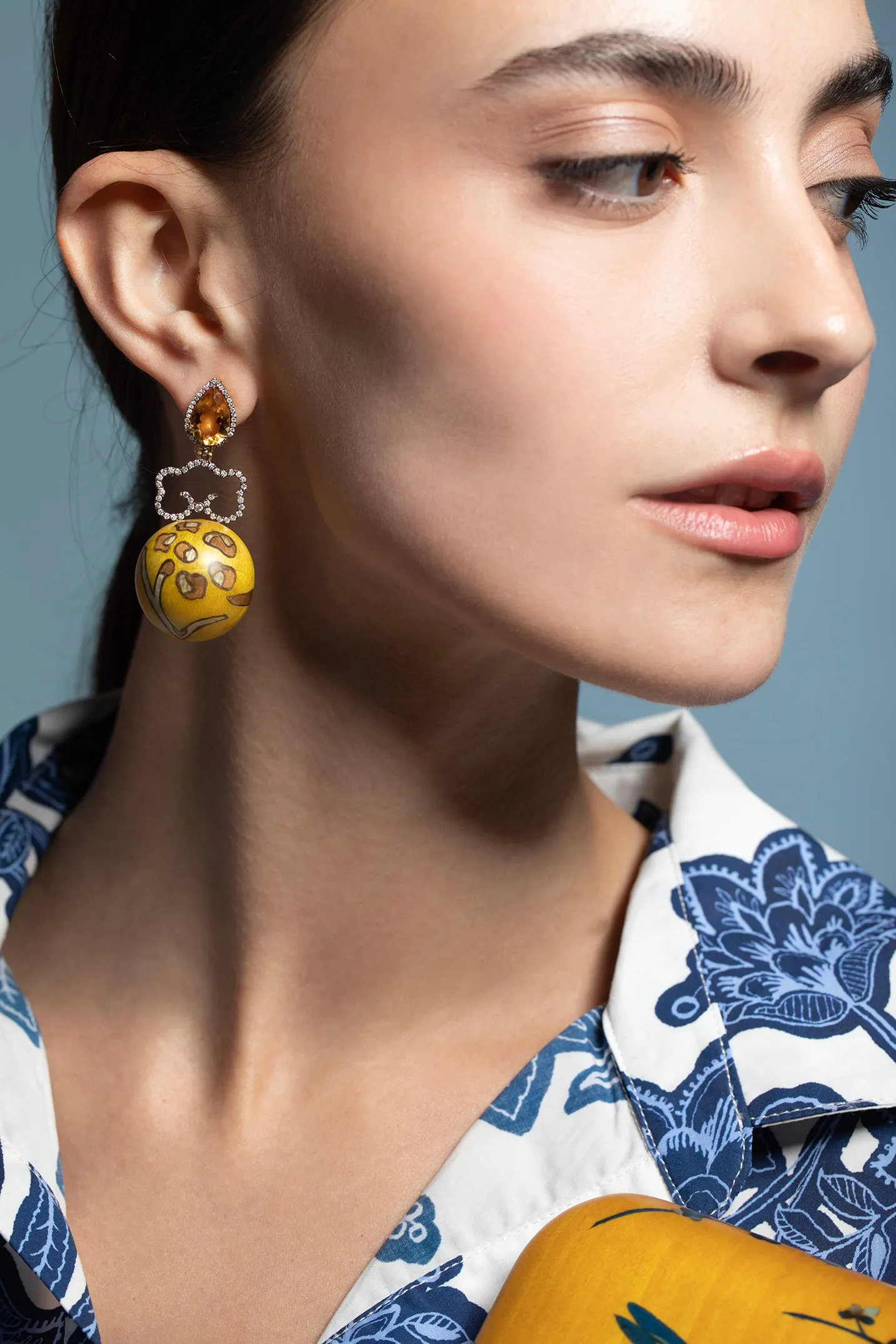 Citrine Silk Road Marquetry Earrings