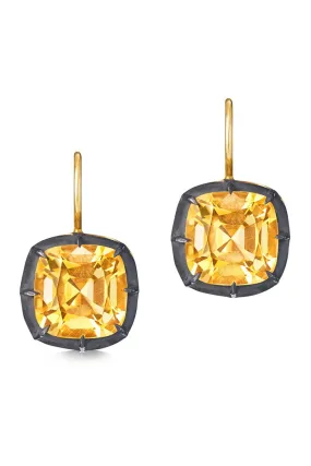 Collet Citrine Drop Earrings