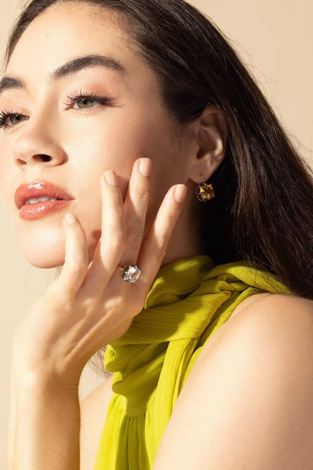 Collet Citrine Drop Earrings