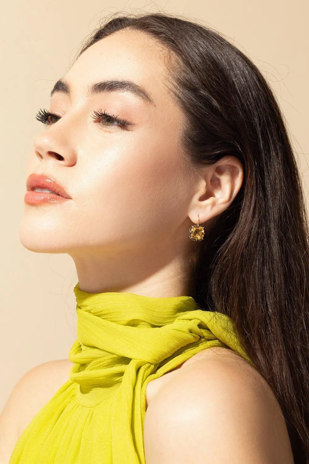 Collet Citrine Drop Earrings