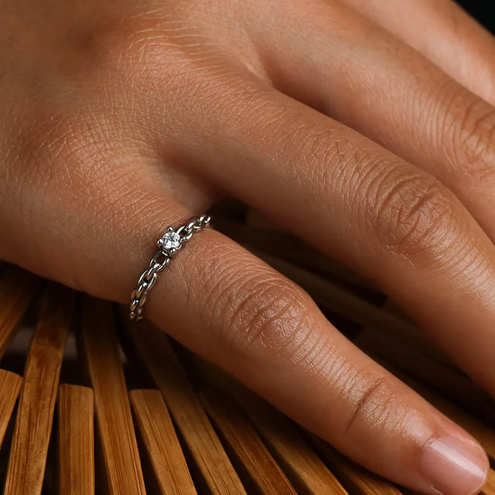 Cubic Zirconia Chain Ring
