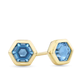 Cubic Zirconia Hexagon Stud Earrings in 9ct Yellow Gold