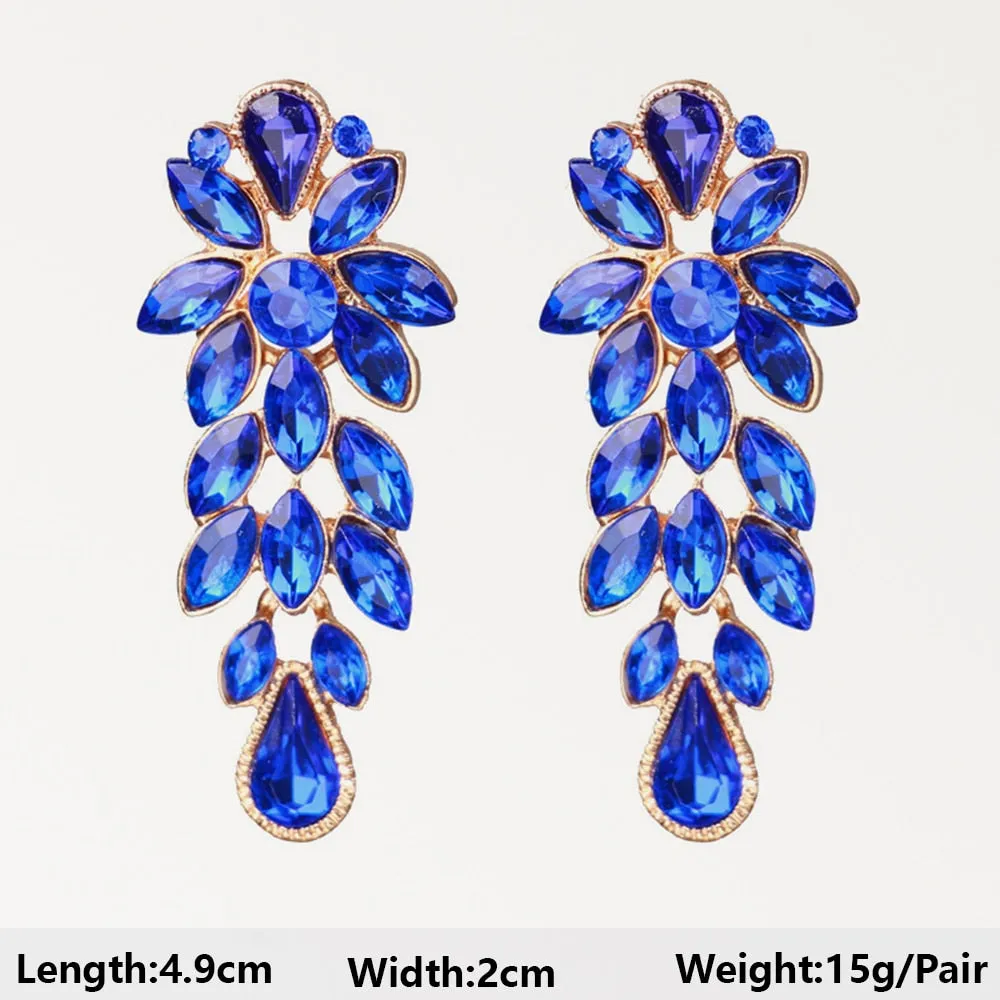 Dark Blue Series Long Dangle Drop Earrings For Women