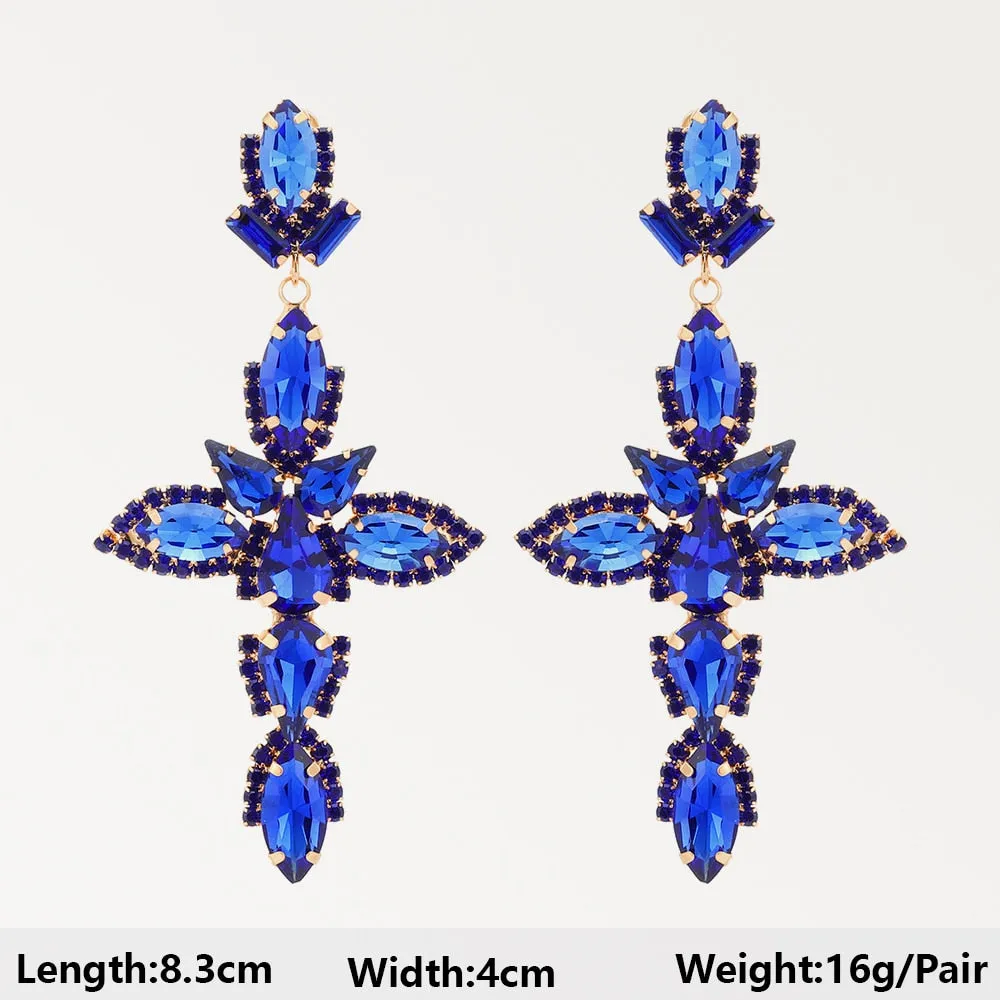Dark Blue Series Long Dangle Drop Earrings For Women