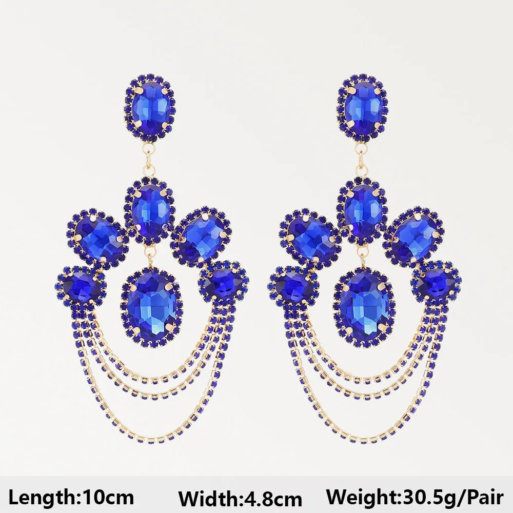 Dark Blue Series Long Dangle Drop Earrings For Women