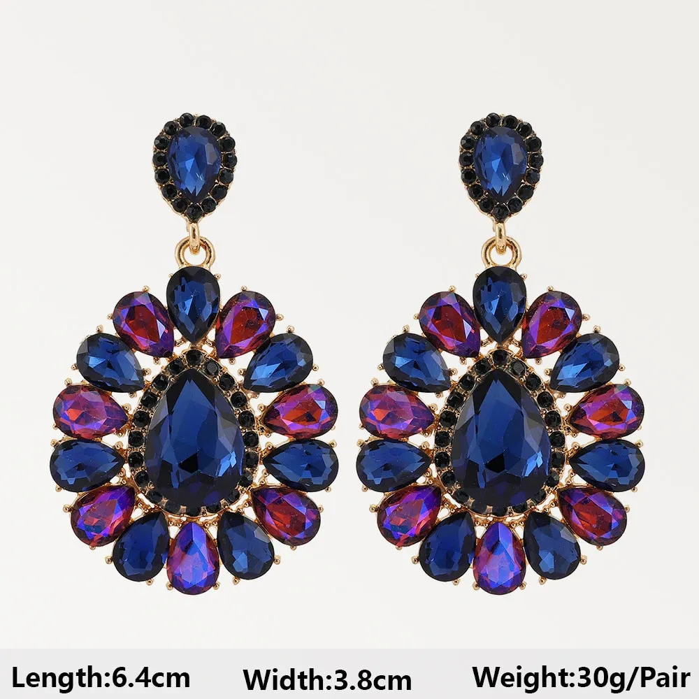 Dark Blue Series Long Dangle Drop Earrings For Women