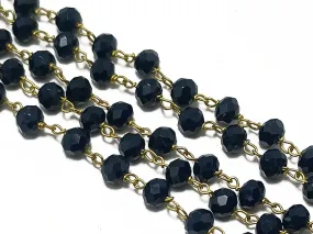 Dark Navy Blue Rondelle Glass Beads Chain