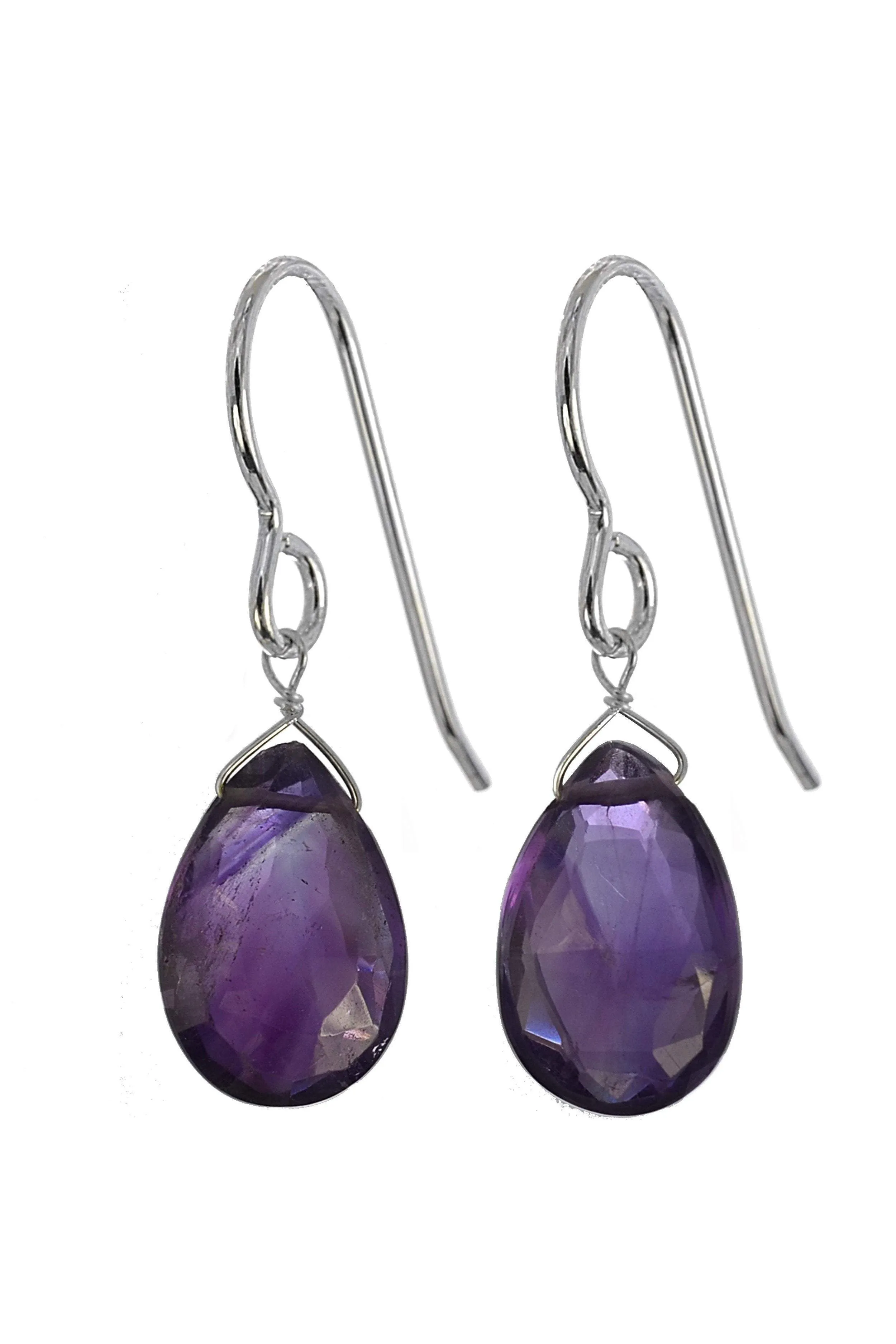 Dark Purple African Amethyst Dangle Earrings