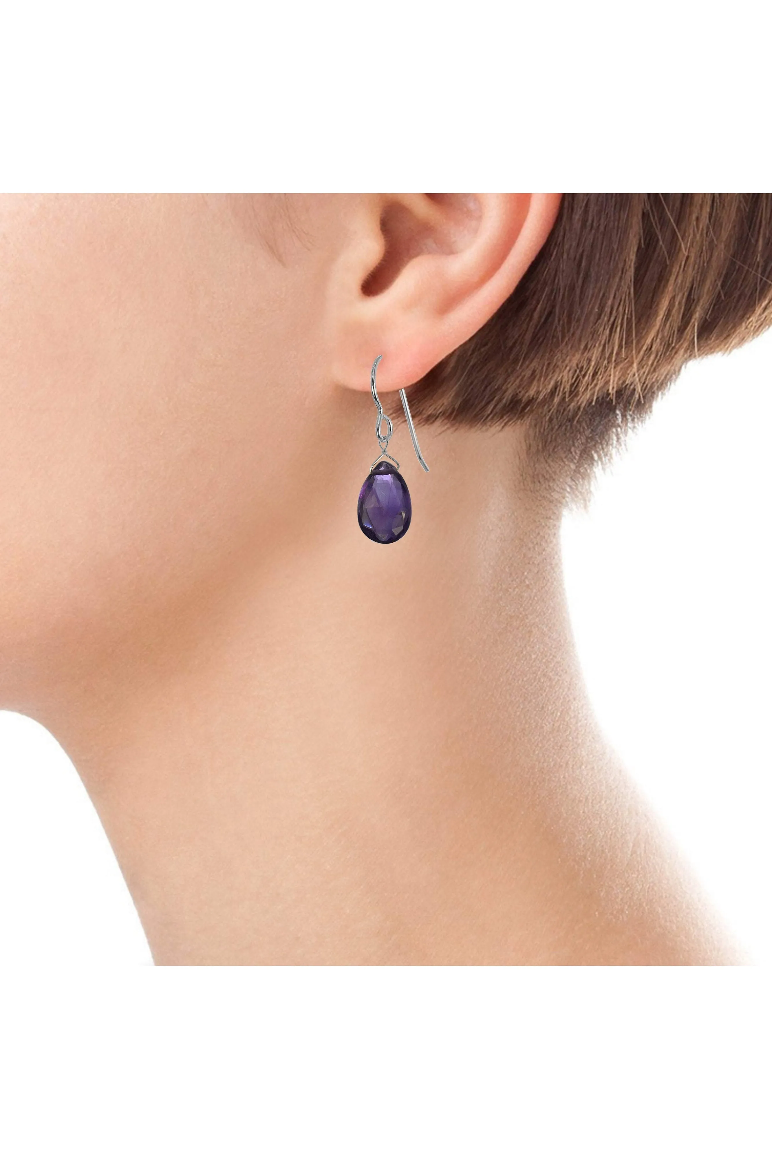 Dark Purple African Amethyst Dangle Earrings
