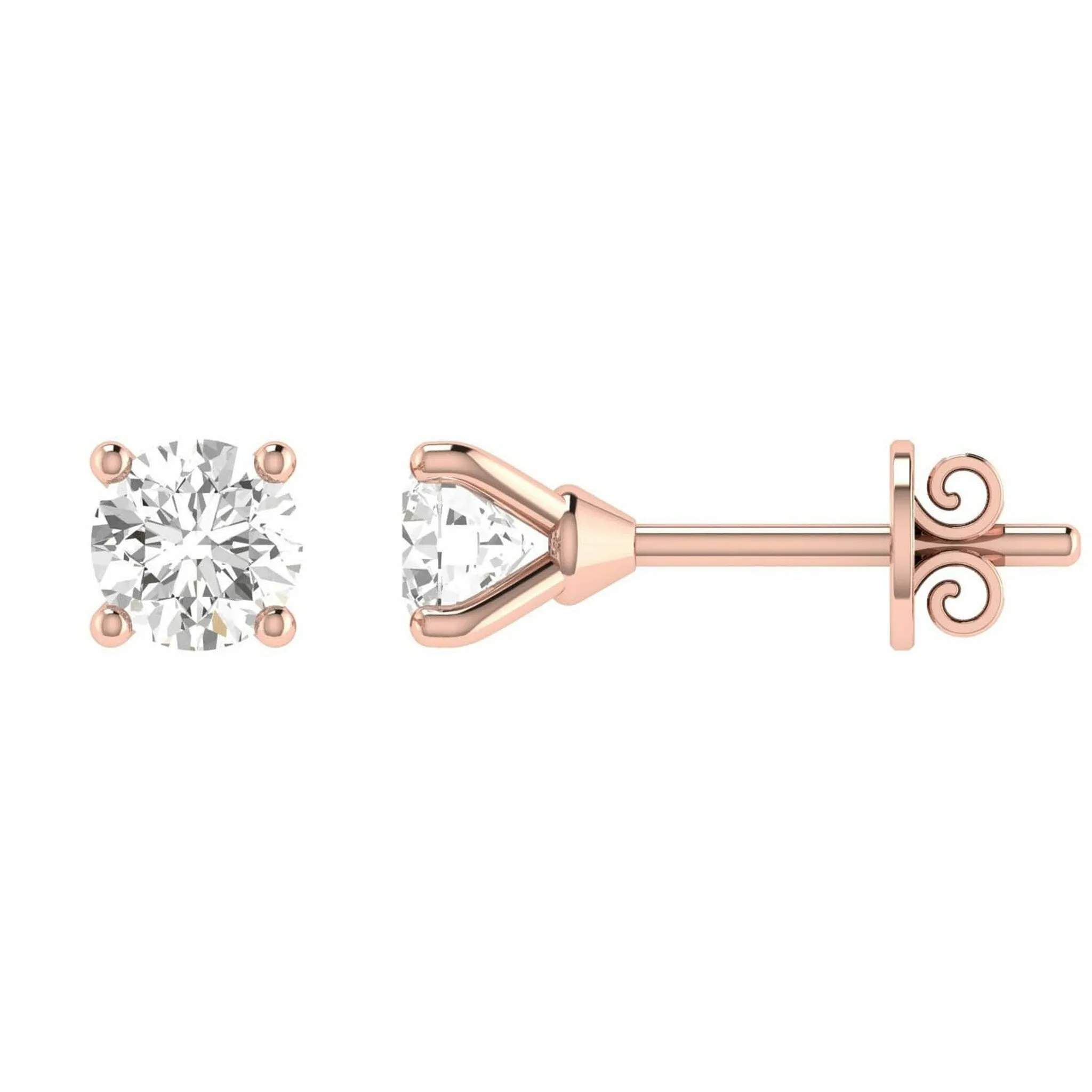 Diamond Stud Earrings With 0.80ct Diamonds In 18K Rose Gold
