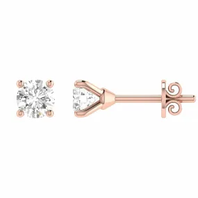 Diamond Stud Earrings With 0.90ct Diamonds In 18K Rose Gold