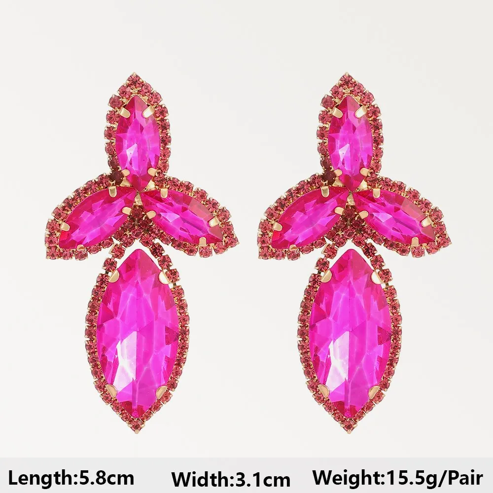 Elegant Sweet Rose Red Long Dangle Earrings For Women