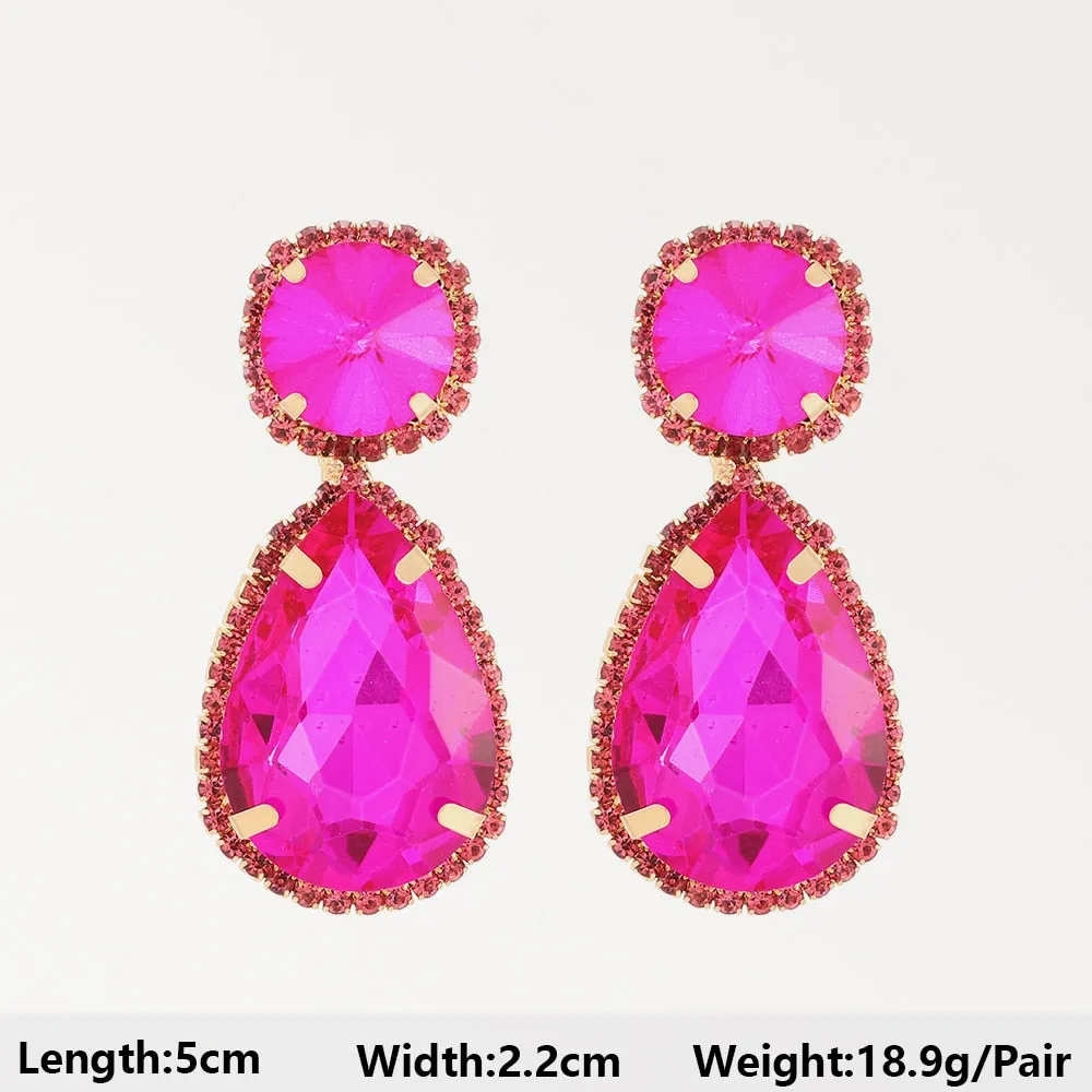 Elegant Sweet Rose Red Long Dangle Earrings For Women