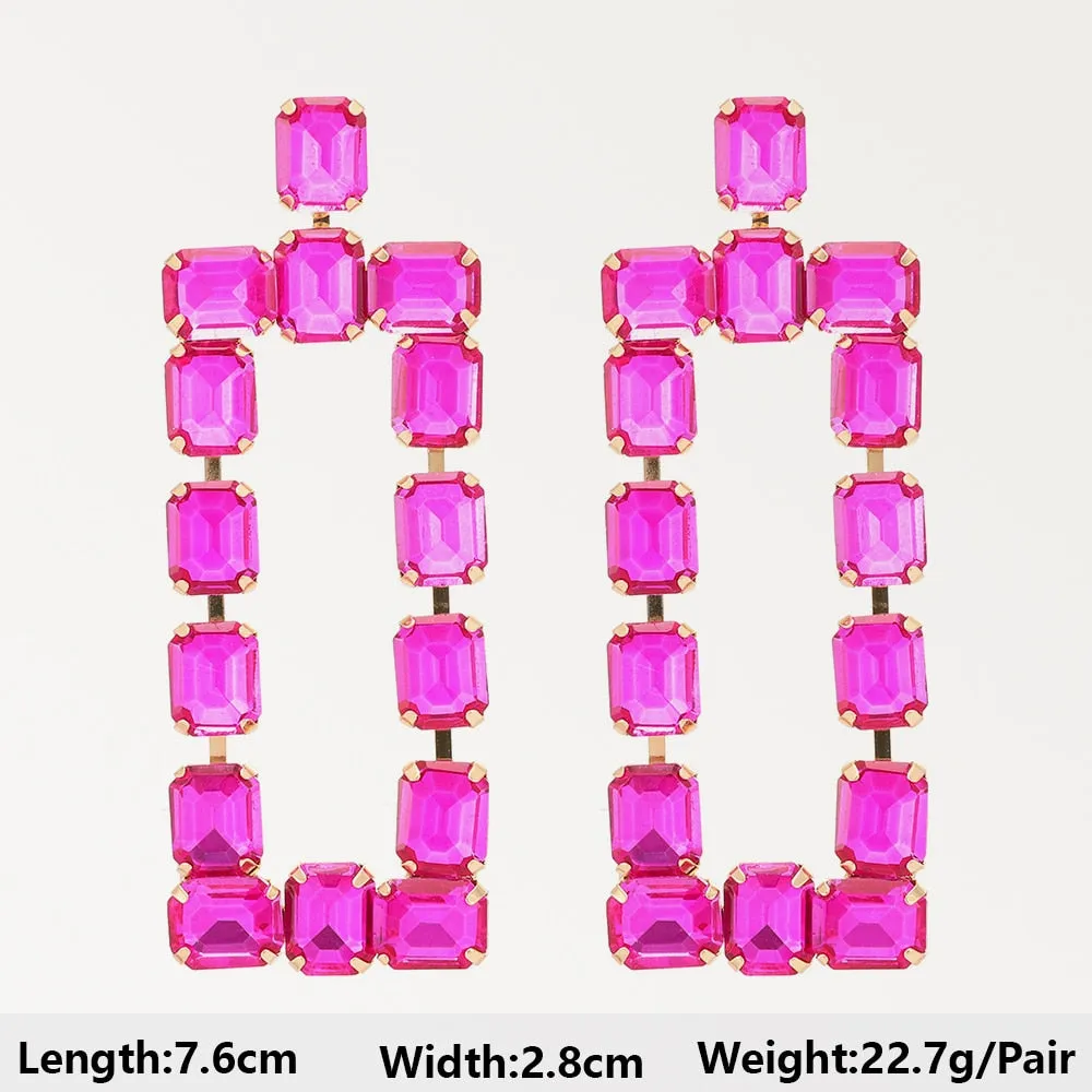 Elegant Sweet Rose Red Long Dangle Earrings For Women