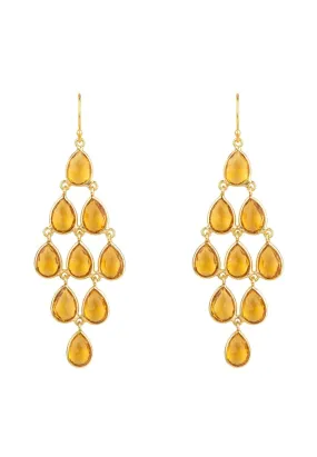 Erviola Gemstone Cascade Earrings Gold Citrine