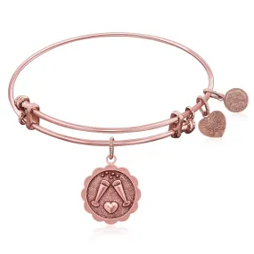 Expandable Bangle in Pink Tone Brass with Cheers To Your Health Symbol