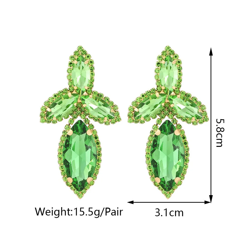 Fashion Geometric Y2k Party Jewelry Colorful Crystal Glass Big Dangle Earrings For Women