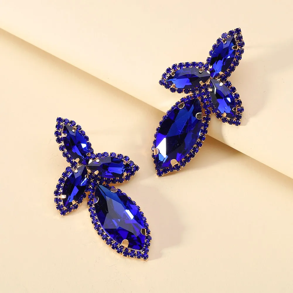 Fashion Geometric Y2k Party Jewelry Colorful Crystal Glass Big Dangle Earrings For Women