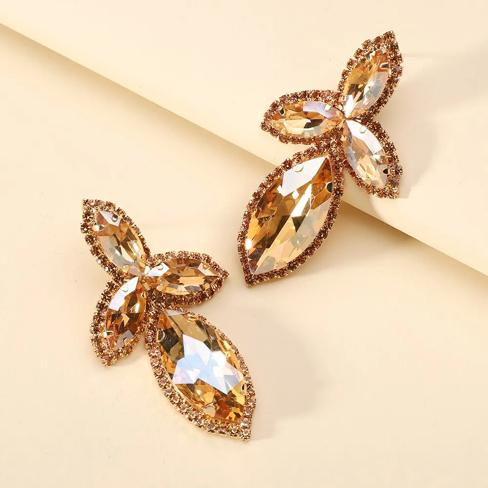 Fashion Geometric Y2k Party Jewelry Colorful Crystal Glass Big Dangle Earrings For Women