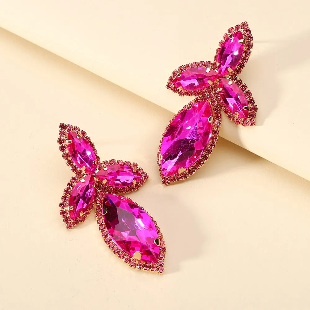 Fashion Geometric Y2k Party Jewelry Colorful Crystal Glass Big Dangle Earrings For Women