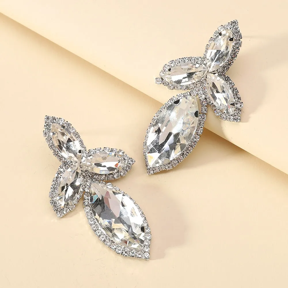 Fashion Geometric Y2k Party Jewelry Colorful Crystal Glass Big Dangle Earrings For Women