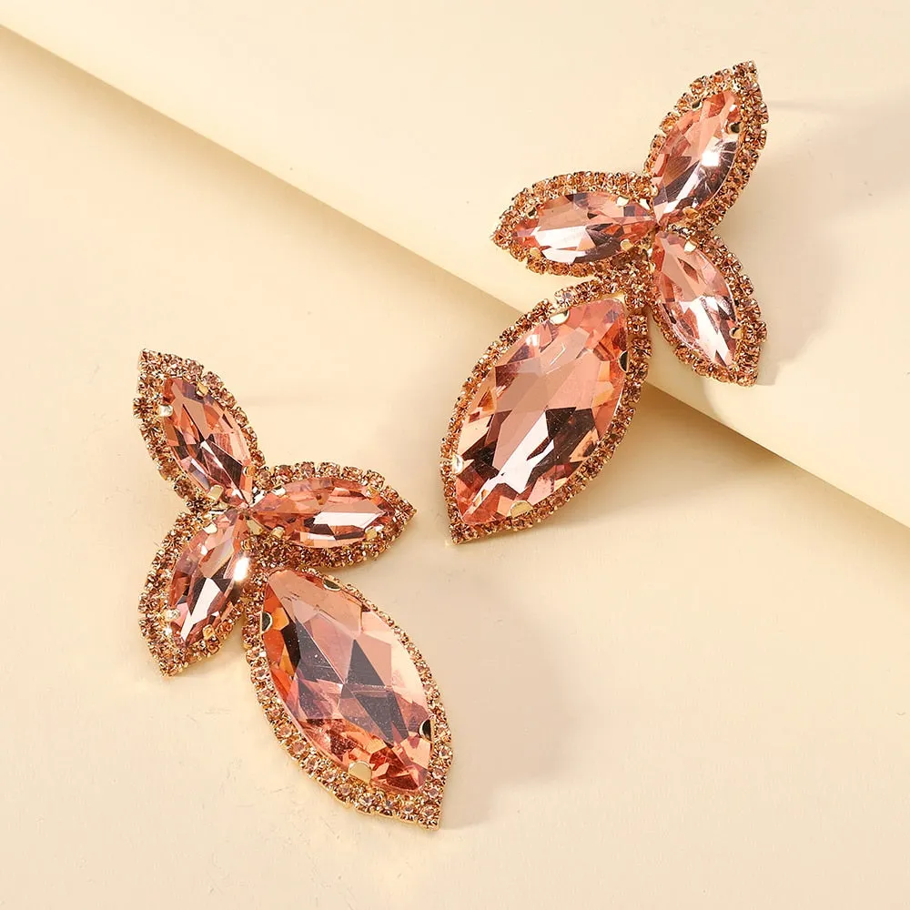 Fashion Geometric Y2k Party Jewelry Colorful Crystal Glass Big Dangle Earrings For Women