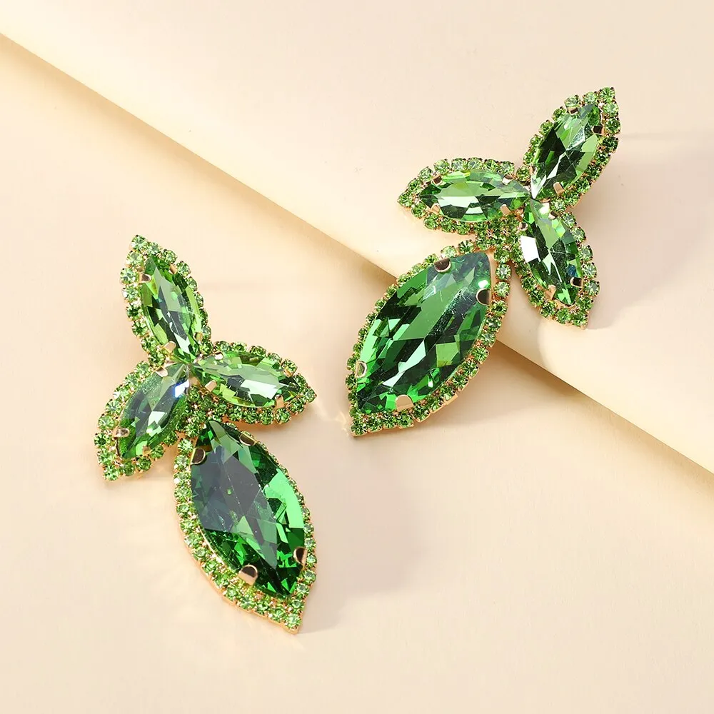 Fashion Geometric Y2k Party Jewelry Colorful Crystal Glass Big Dangle Earrings For Women