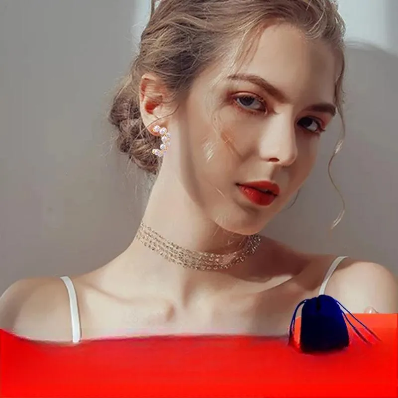 fashion Korean white pearl hoop earrings for women