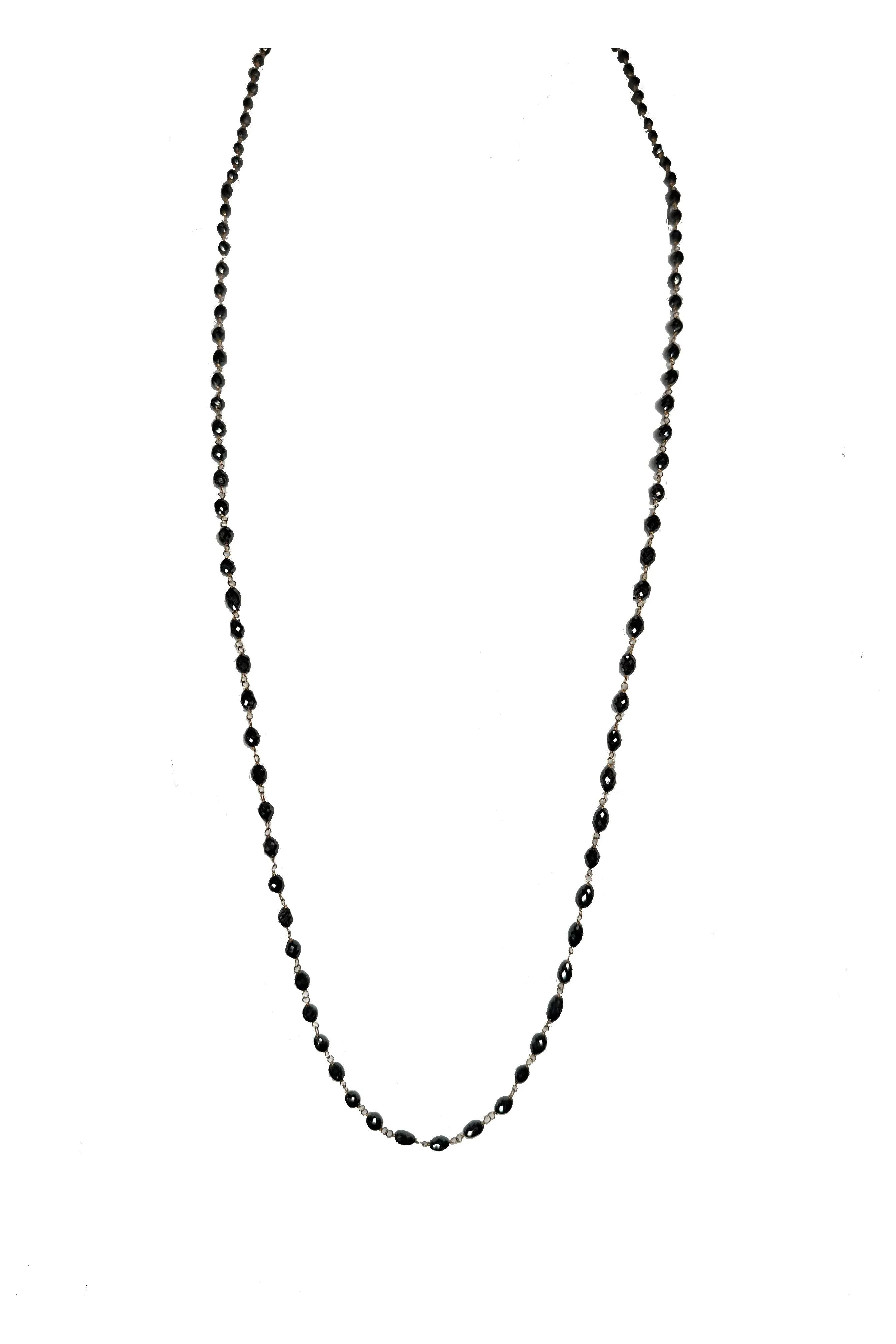 FC Creations Necklace 18K Yellow Gold Oval Black Diamonds 48.3 Carats | 36 Inch