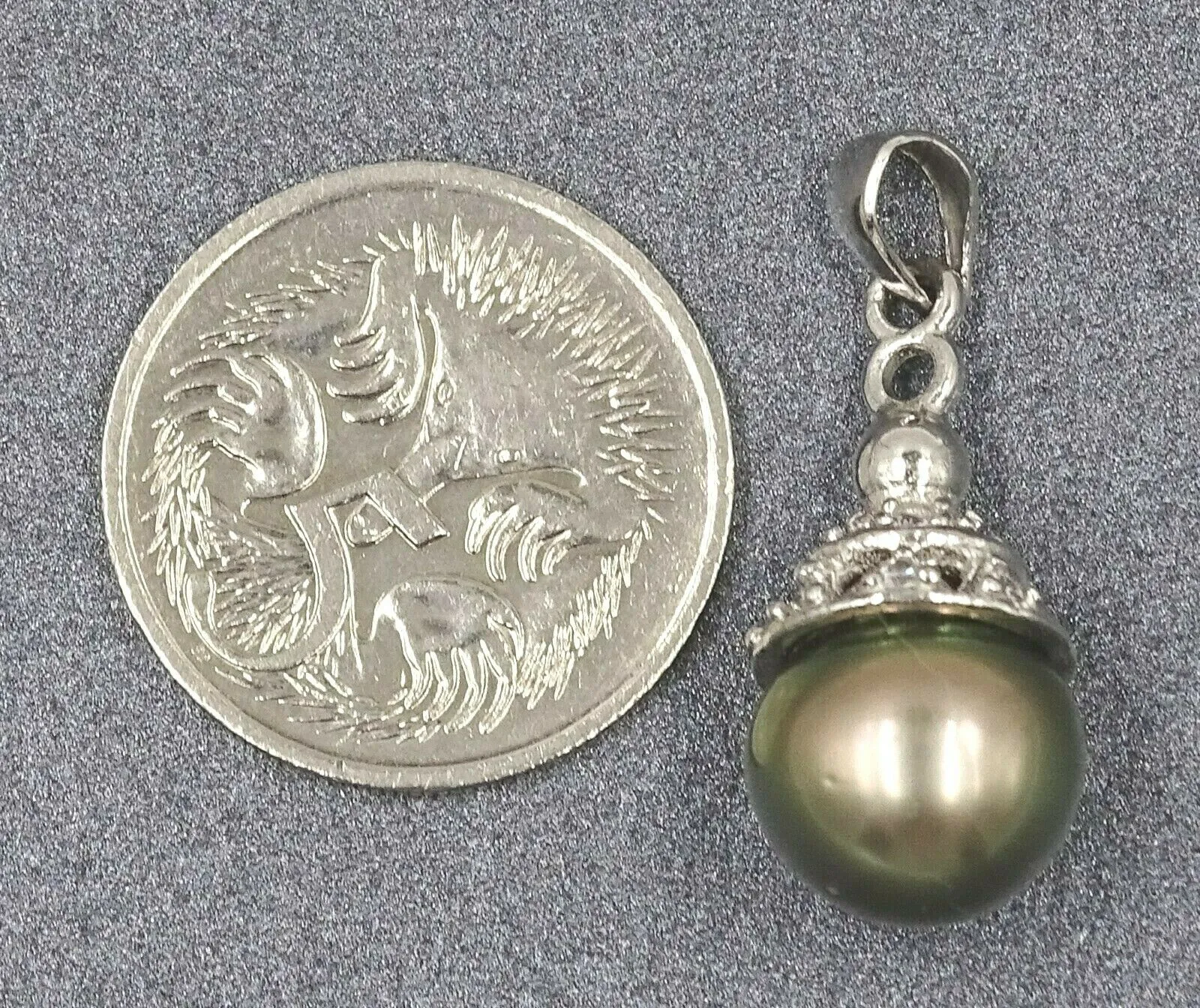 Freshwater Pearl Pendant in Sterling Silver with Clear Glass Rhinestone