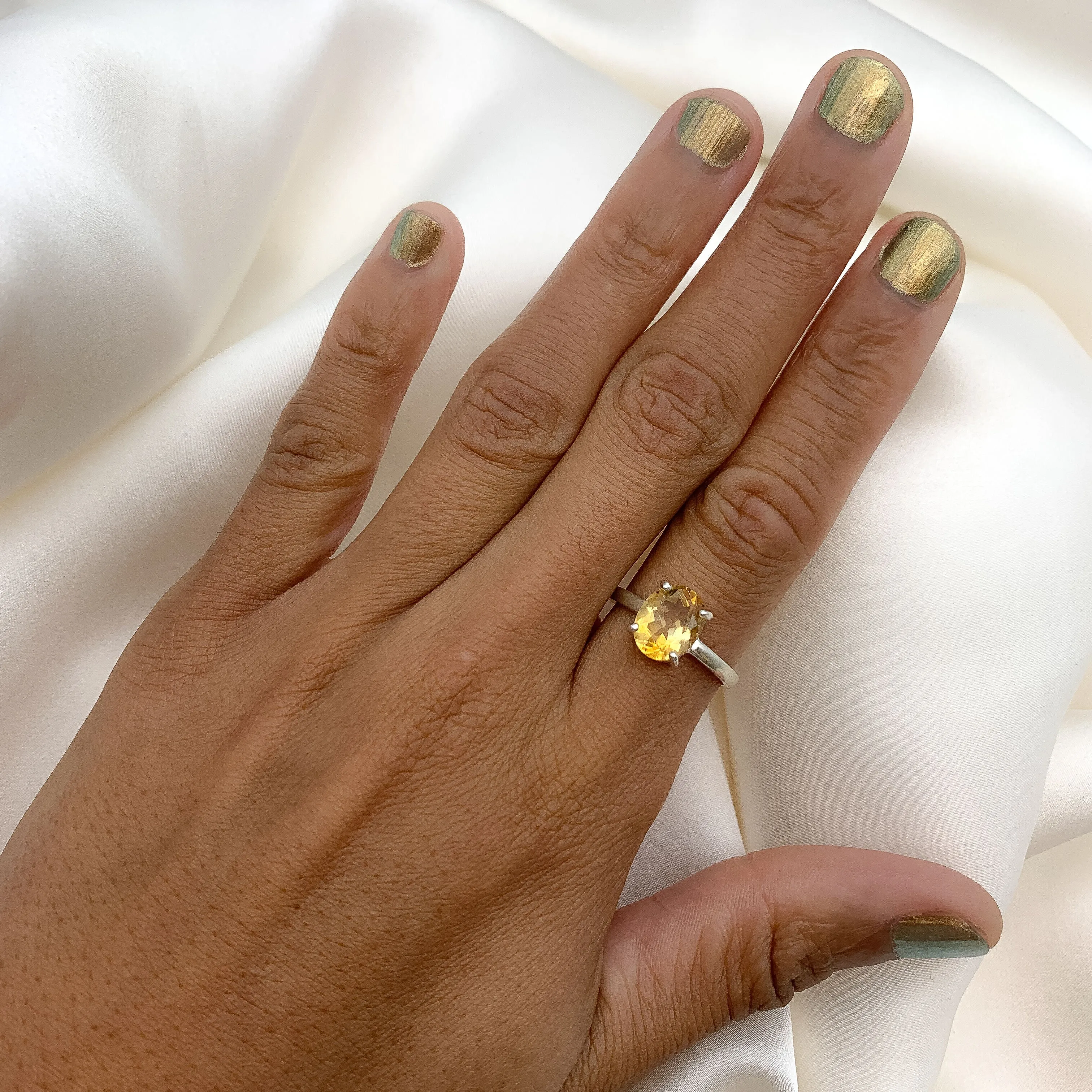 Genuine Citrine Ring - Yellow Promise Ring - Classic Solitaire Ring
