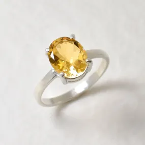Genuine Citrine Ring - Yellow Promise Ring - Classic Solitaire Ring