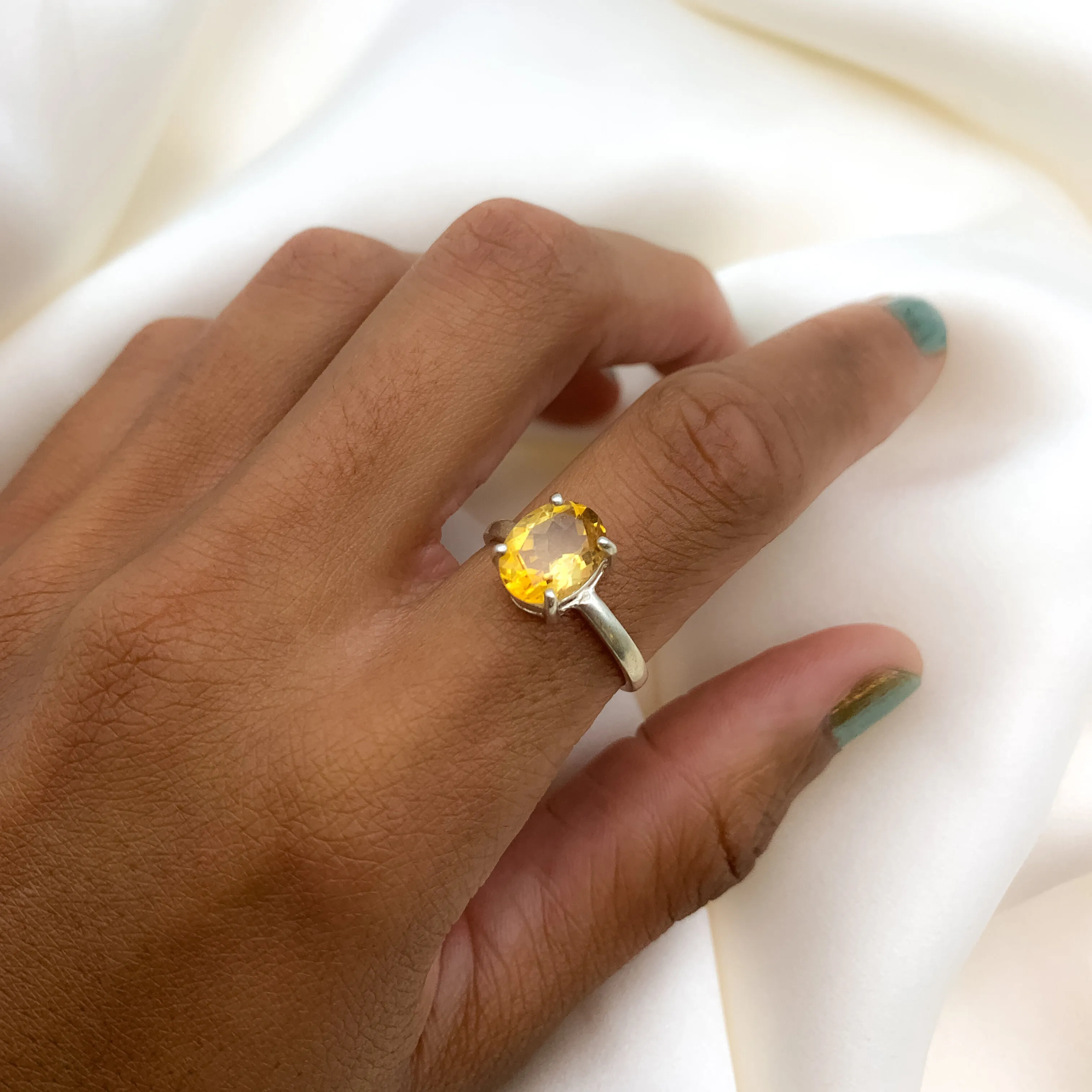 Genuine Citrine Ring - Yellow Promise Ring - Classic Solitaire Ring