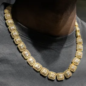 Gold  Iced Out Square Cluster Chain