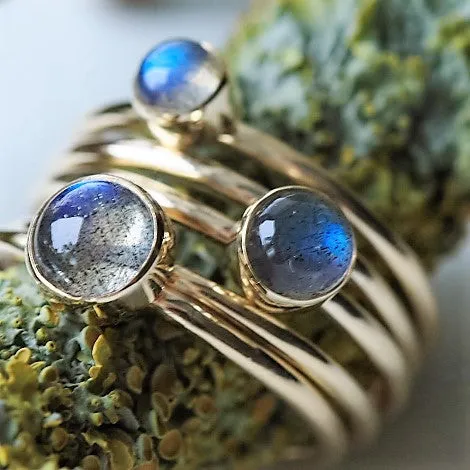 Gold Labradorite stacking rings