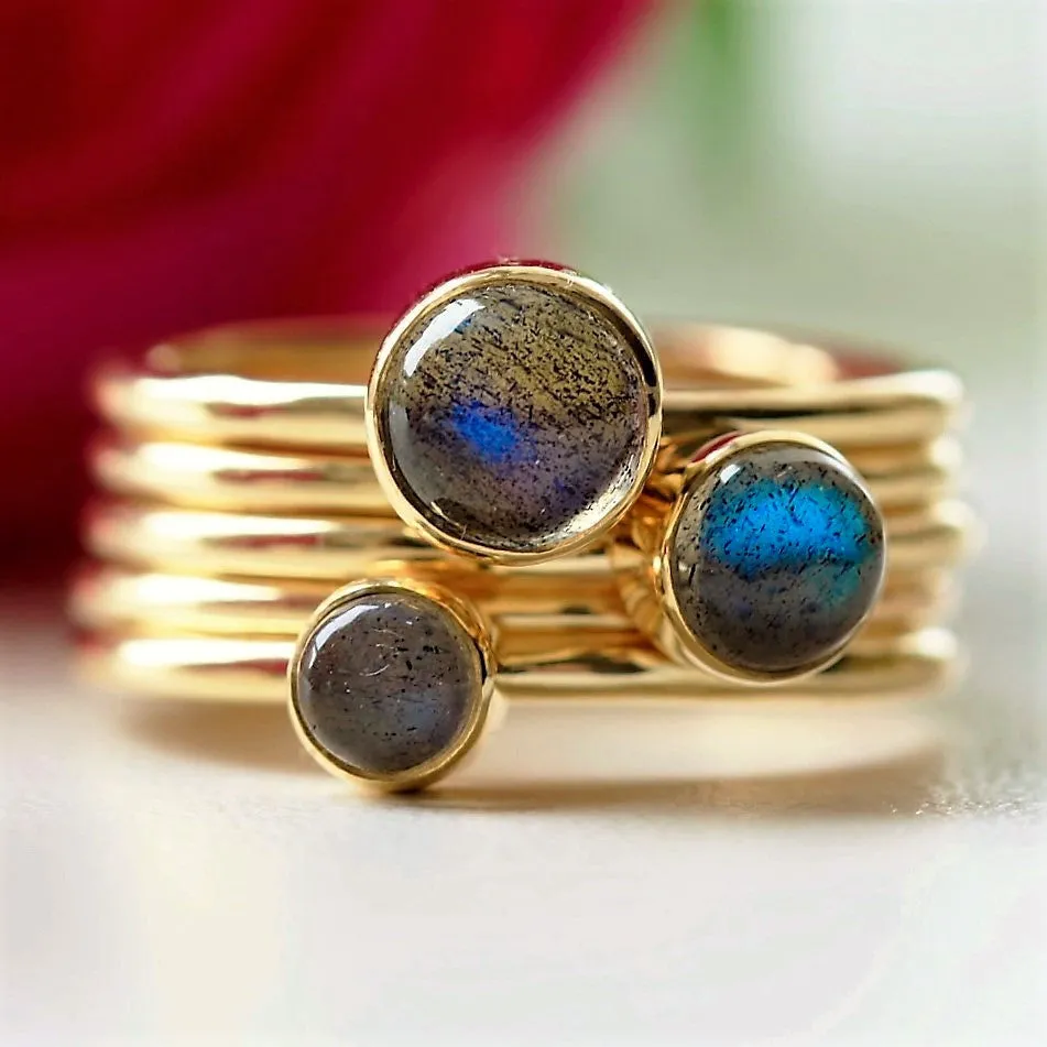 Gold Labradorite stacking rings