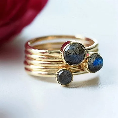 Gold Labradorite stacking rings