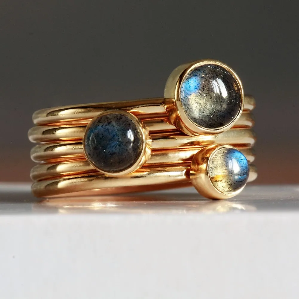 Gold Labradorite stacking rings