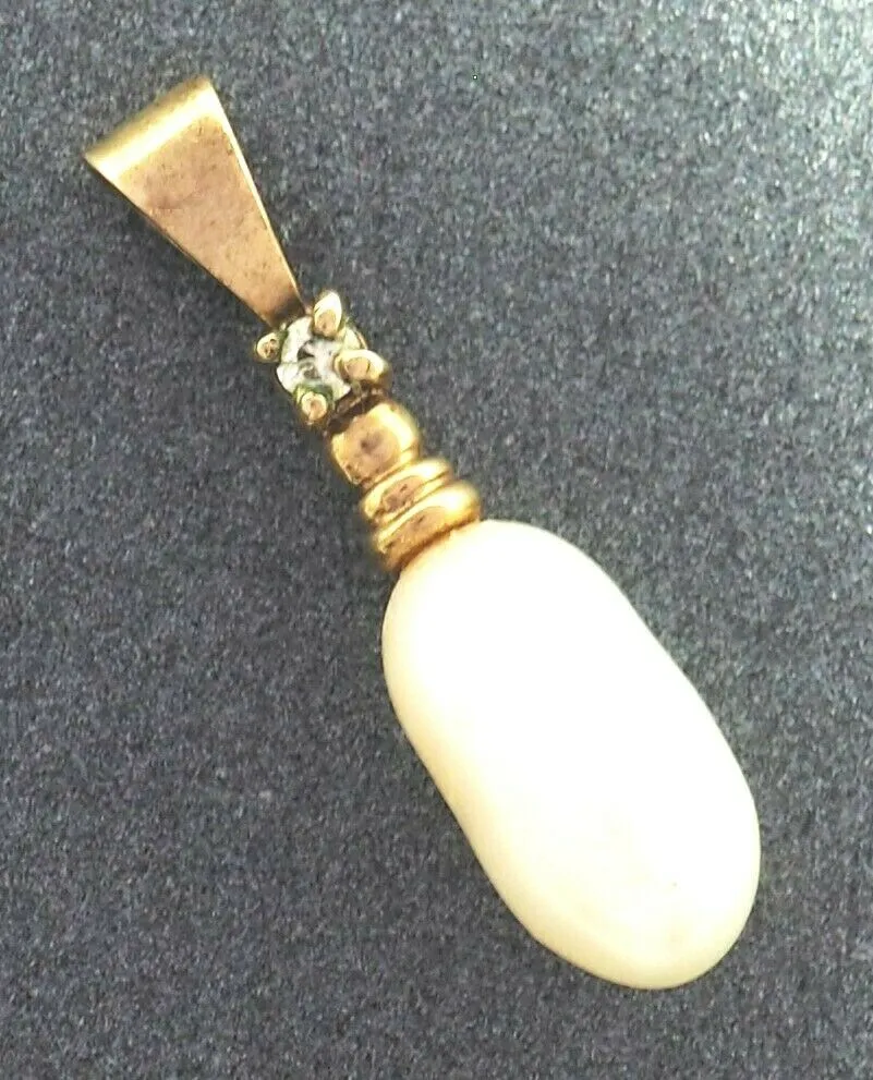 Gold Plated Freshwater Pearl & Cubic Zirconia Pendant