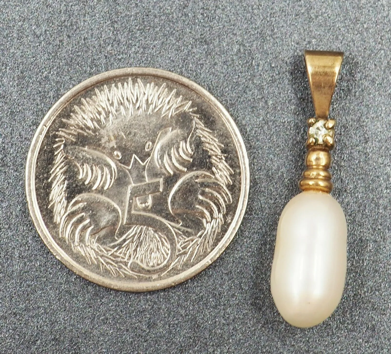 Gold Plated Freshwater Pearl & Cubic Zirconia Pendant