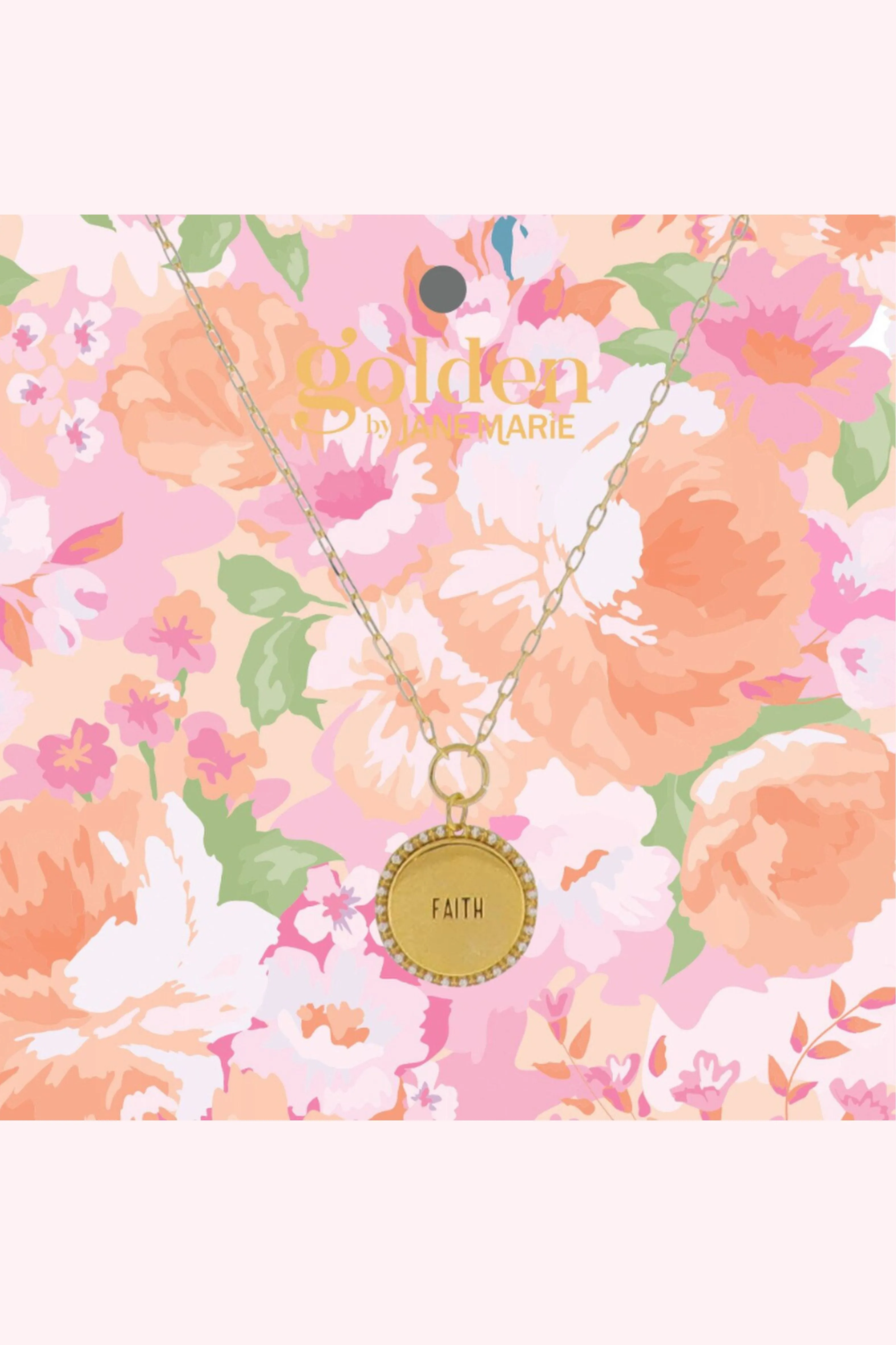 Gold Plated Paperclip Chain Necklace with Faith