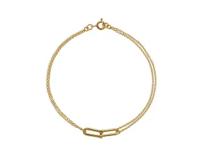 Gold U link bracelet with double strand chain