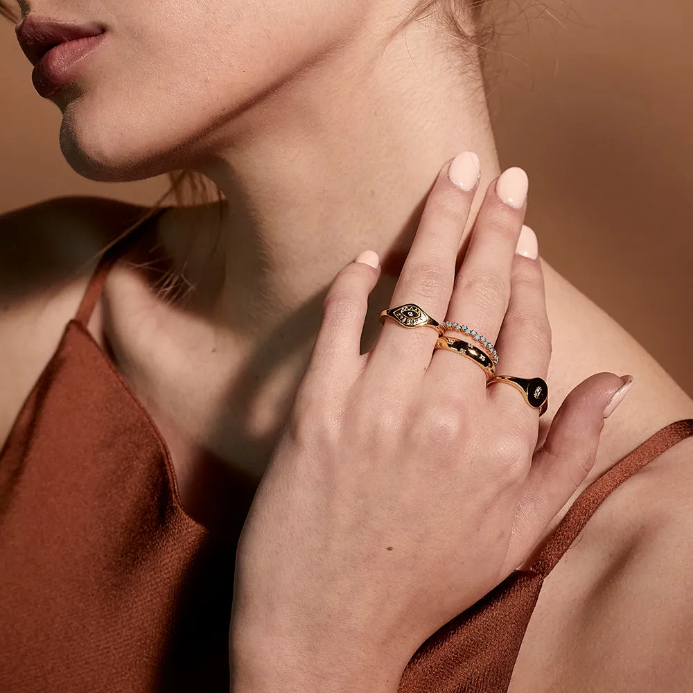 Harriet Ring Sterling Silver - Gold/Turquoise