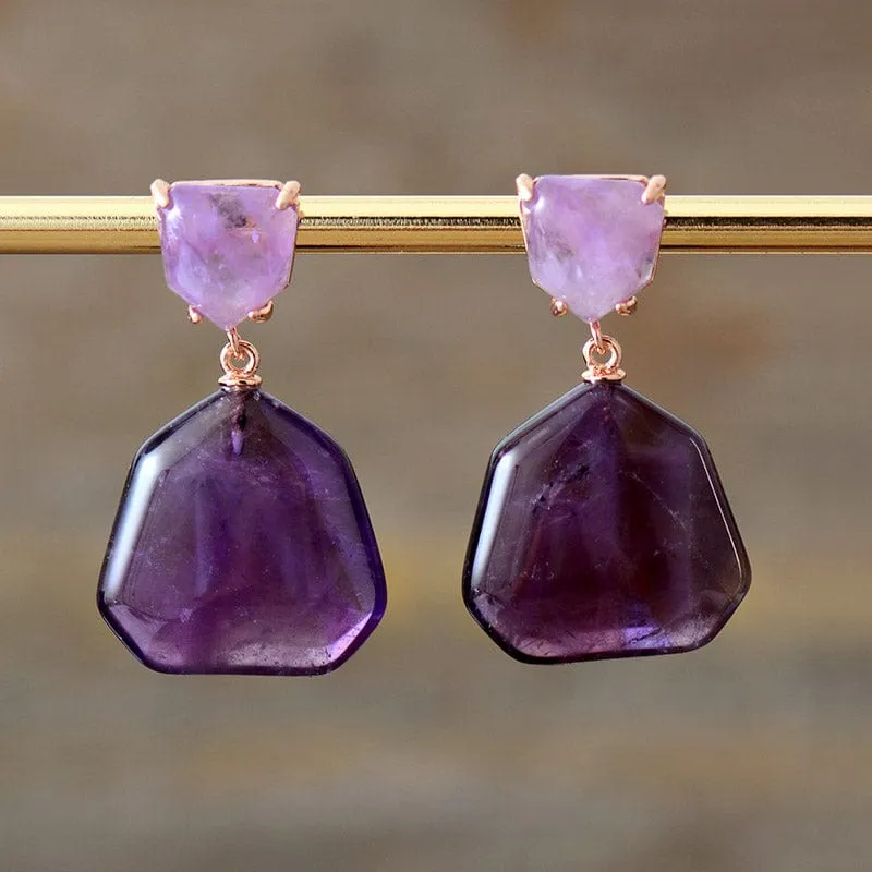 Healing Crystals Drop Stud Earrings