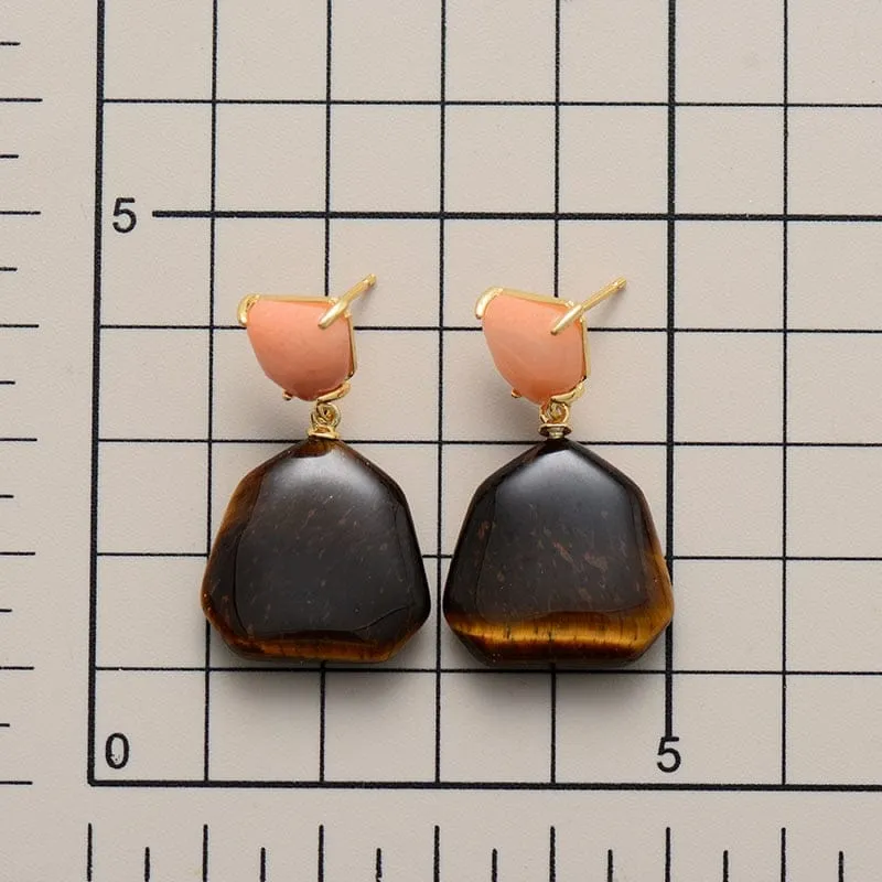 Healing Crystals Drop Stud Earrings