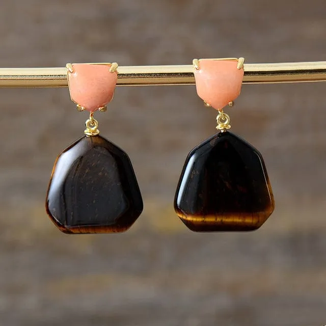 Healing Crystals Drop Stud Earrings