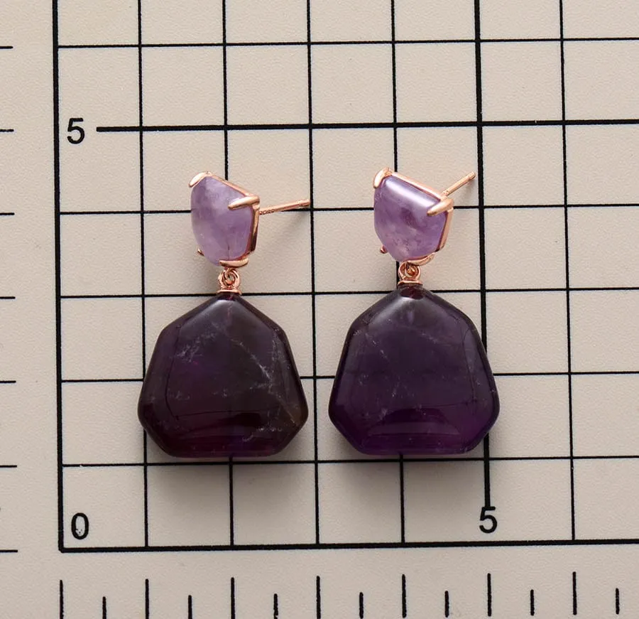 Healing Crystals Drop Stud Earrings