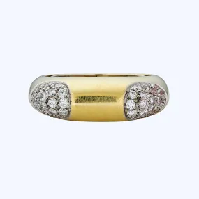 Italian Vintage 18K Yellow Gold Diamond Ring