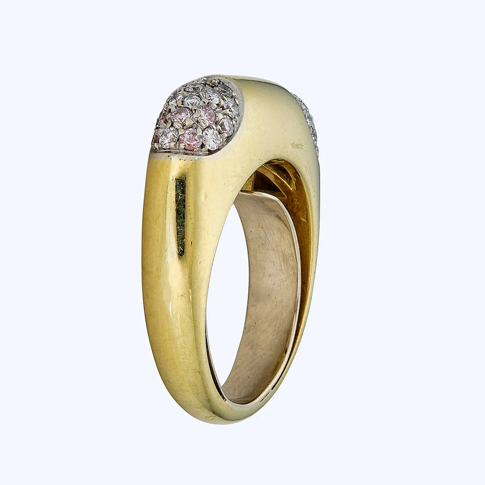 Italian Vintage 18K Yellow Gold Diamond Ring
